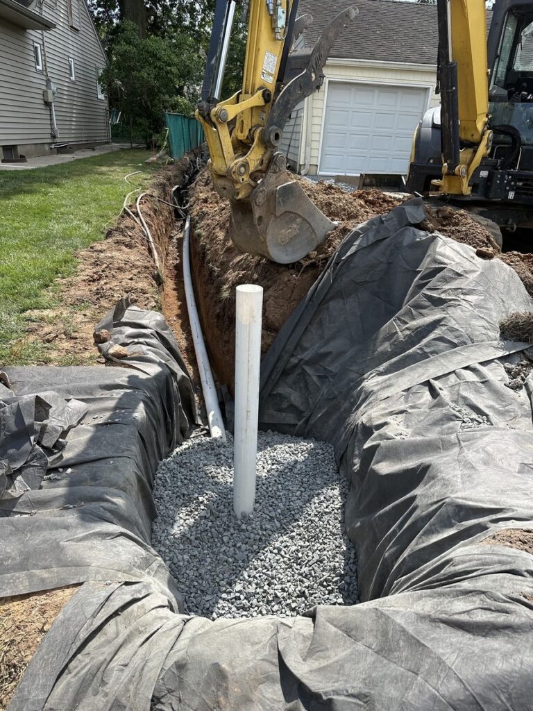 Drainage Pit filled with permeable gravel