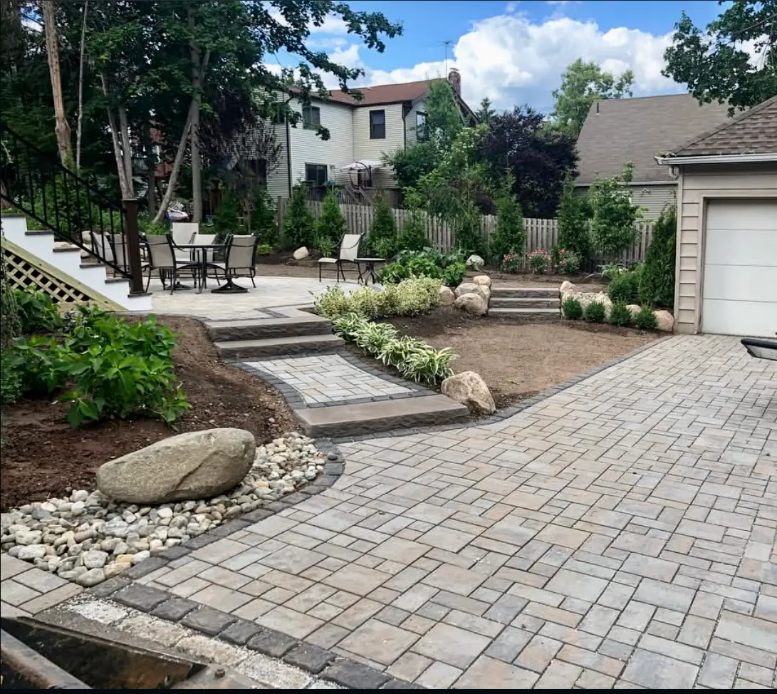 NEWLY INSTALLED PAVER DRIVEWAY