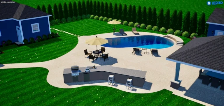 Pool Patio 3d design rendering in Bergen County NJ