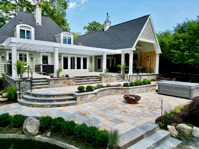 Custom Raised Patio & Multi-Level Backyard Design in NJ